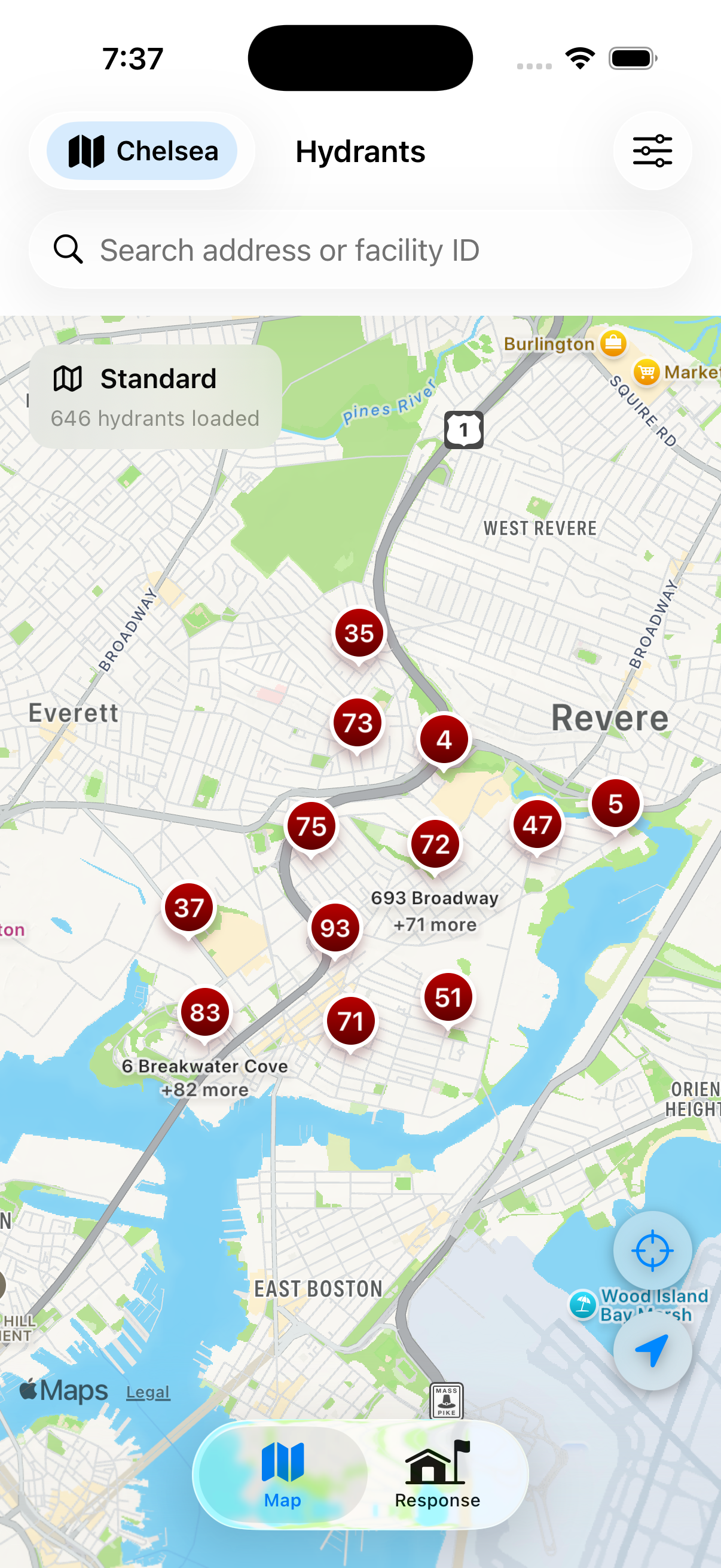 Sample of the Supply Line Fire hydrant map